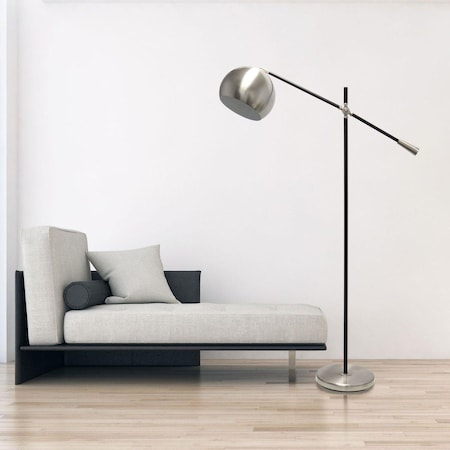 Star Brite Lalia Home Black Matte Swivel Floor Lamp with Inner White Dome Shade ST2751809